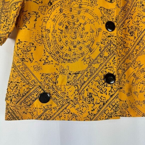 Vintage 80s California Happenings Button Up Shirt Yellow Funky Pattern Novelty M - Picture 2 of 7